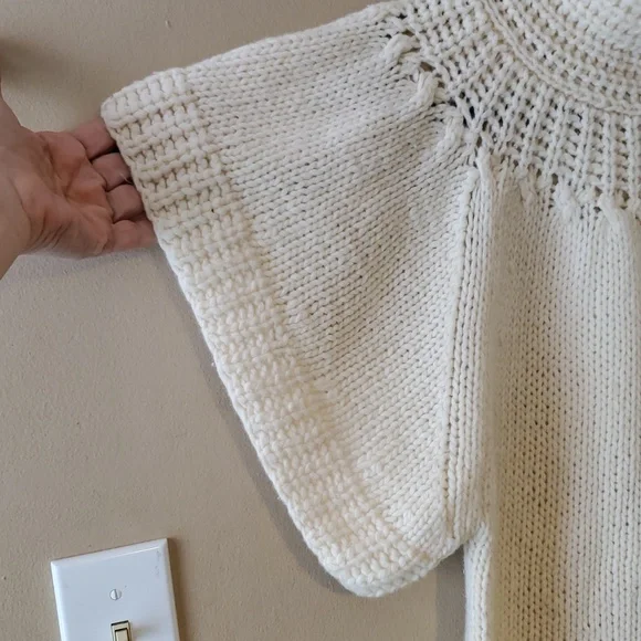 Sundance Lambs Wool Blend Short Sleeve Sweater In Cream Size M - Picture 4 of 10